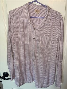 Boston Traders Men's Striped Button-Down Shirt - Mauve & White